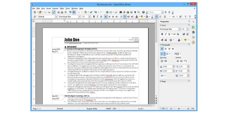 Tampilan aplikasi Apache OpenOffice Writer