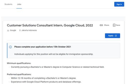 Google Buka Lowongan Magang di Jakarta, Mahasiswa Bisa Daftar!