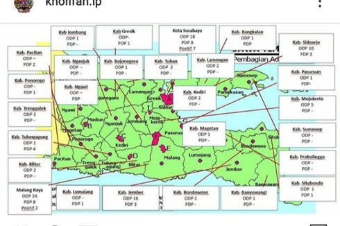 Khofifah Unggah Peta Sebaran Covid-19 di Jatim, 4 Daerah Belum Terjangkit