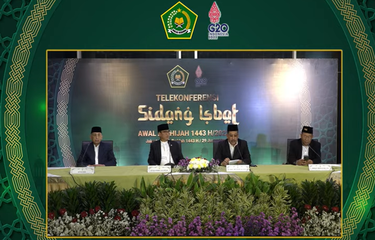 Tangkapan layar proses pembacaan hasil sidang isbat penentuan awal Zulhijah 1443 H.