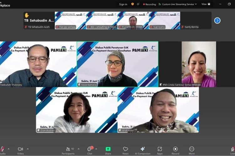 Diskusi publik bertajuk &ldquo;Peraturan OJK: Co-Payment Asuransi Kesehatan&rdquo; yang diselenggarakan secara daring, Sabtu (21/6/2025). 