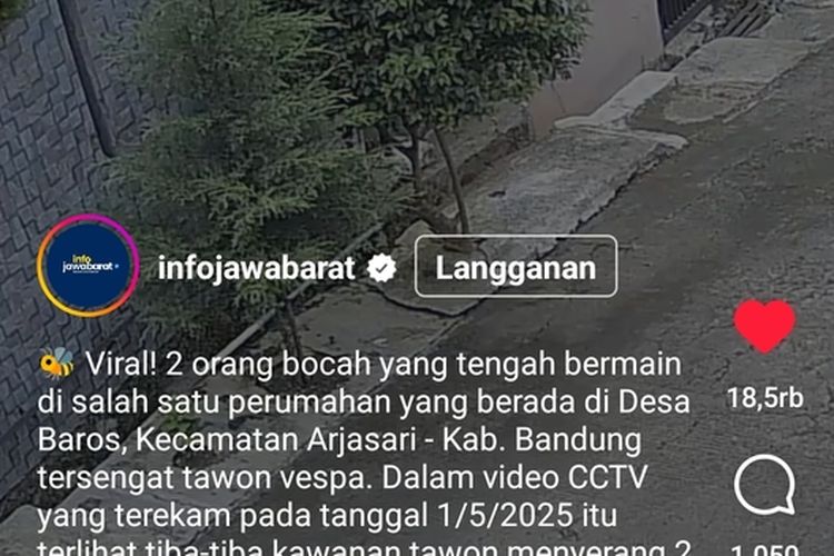 Dua orang anak tengah berupaya menyelamatkan diri dari serangan koloni tawon saat bermain di sebuah rumah kosong di Kecamatan Arjasari, Kabupaten Bandung, Jawa Barat, pada minggu lalu