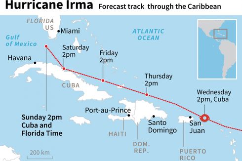 Dalam Perjalanan ke Florida, Badai Irma Terjang Kuba, Tinggi Gelombang 7 Meter