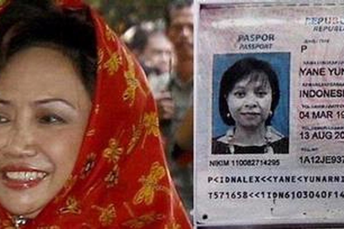 Nunun Nurbaeti (kiri) dan paspor keponakannya Yane Yunarni (kanan). Pengacara Nunun, Ina Rachman mengatakan, tak ada kemiripan wajah antara Nunun dan Yane, seperti dikatakan oleh Fahmi Idris.