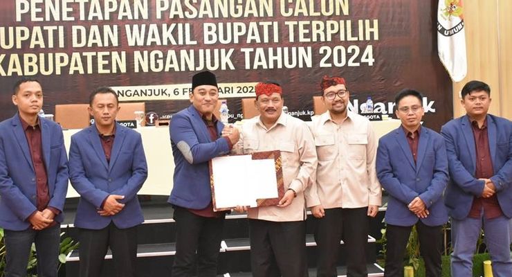 KPU Tetapkan Marhaen-Handy Jadi Bupati dan Wakil Bupati Terpilih Kabupaten Nganjuk