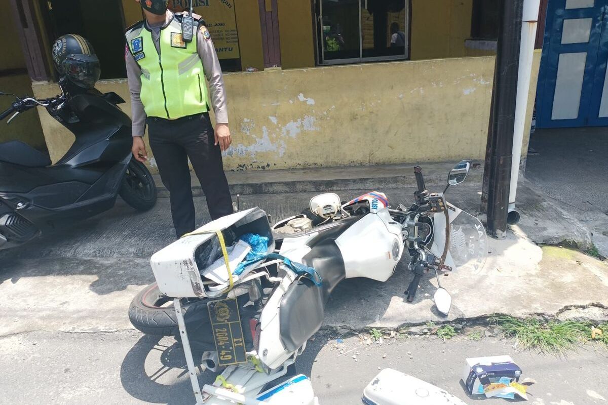 Kondisi Pos Polisi Satlantas Polres Pematangsiantar di Jalan Pantoan, Kelurahan Pahlawan, Kecamatan Siantar Timur, Kota Pematangsiantar, Sumatera Utara, Senin (21/2/2022).