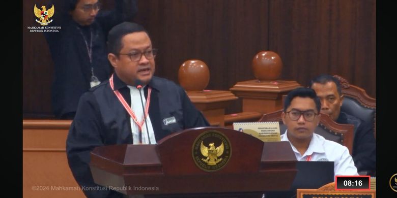 Ketua Tim Hukum Nasional (THN) Anies Baswedan dan Muhaimin Iskandar, Ari Yusuf Amir, di sidang MK, Rabu (27/3/2024).