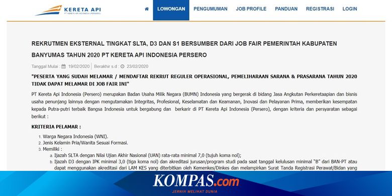 Pt Kai Buka Lowongan Untuk Lulusan Sma D3 Dan S1 Ini Syaratnya Halaman All Kompas Com