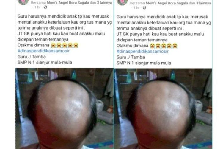 Guru cukur rambut siswa di samosir 

