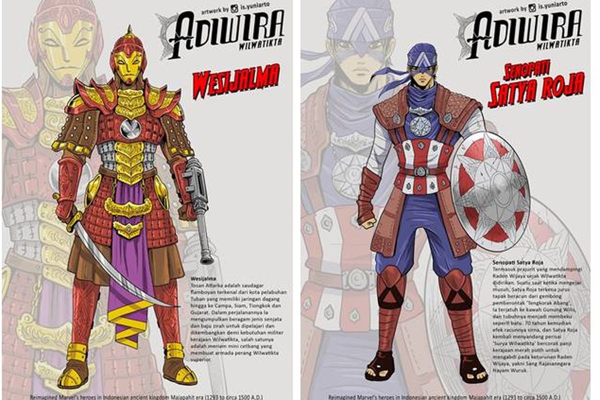 Karya ilustrasi dari Is Yuniarto (38) yang terinspirasi dari karakter Avengers: Endgame dan membuatnya versi Kerajaan Majapahit.