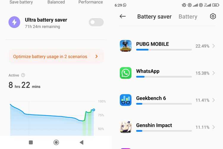 Ilustrasi baterai Xiaomi 13T yang kuat sekitar 8 jam apabila dipakai bermain game.