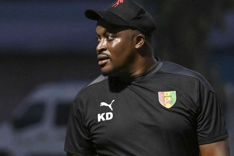 Pelatih Timnas Guinea, Kaba Diawara, dalam suatu sesi latihan tim jelang laga-laga Piala Afrika 2024.