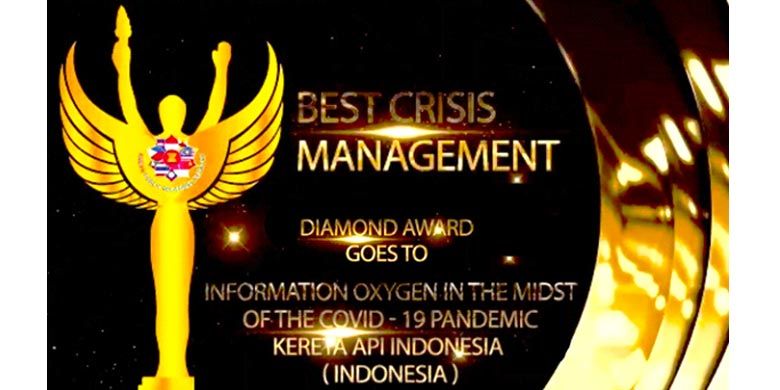  KAI menerima predikat Diamond pada kategori Best Crisis Management dalam ajang The 3rd Asean PR Excellence Awards 2021.