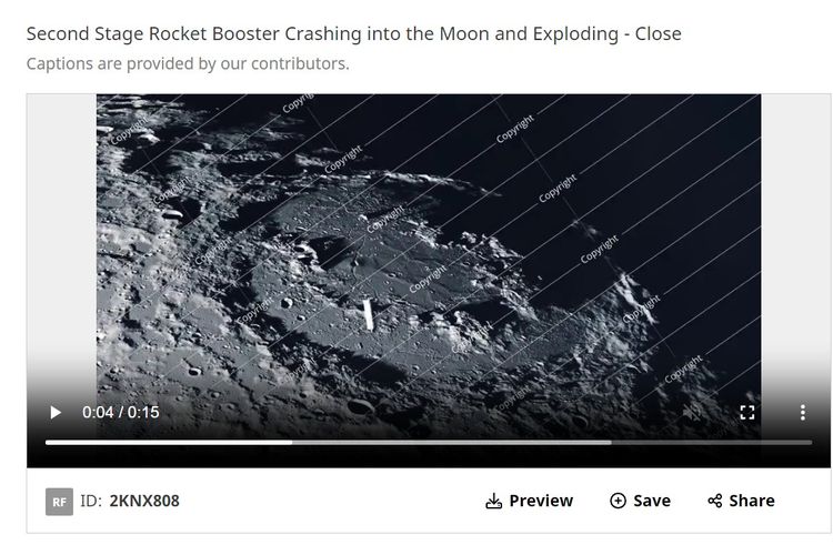 Tangkapan layar CGI roket menubruk Bulan