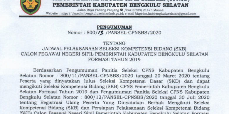 Berikut Jadwal Dan Hal Yang Perlu Diperhatikan Dalam Skb Cpns 2019 Bengkulu Selatan Halaman All Kompas Com