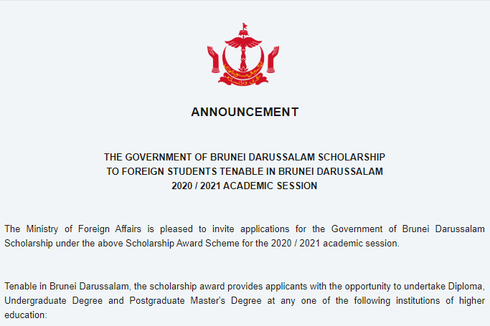 Brunei Sediakan Beasiswa untuk Program Diploma, Sarjana dan Pascasarjana, Ini Persyaratannya