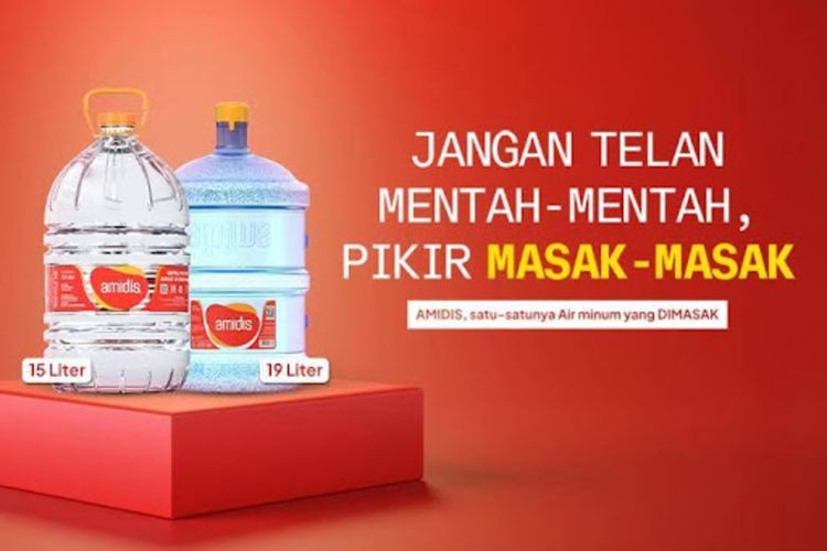 Air minum Amidis hadir dalam varian galon 15 liter dan 19 liter.