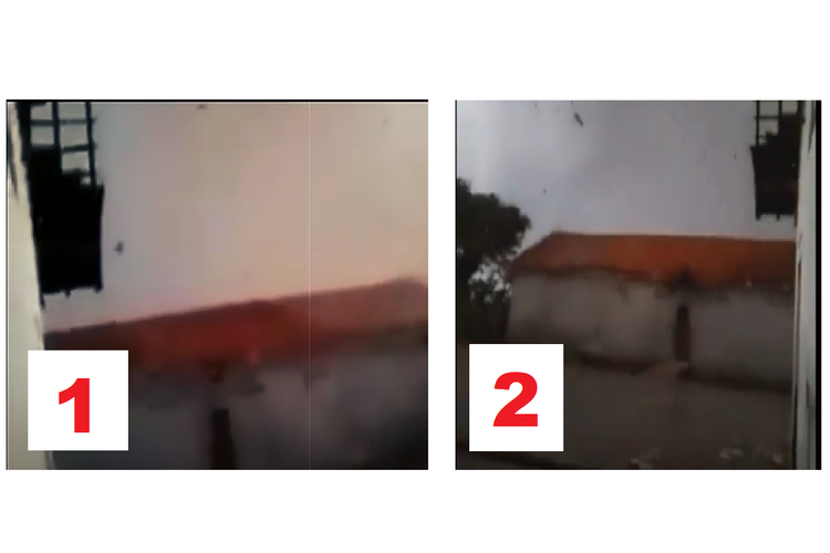 (1) Video diklaim tornadi di Cilegon, Banten pada 28 Desember 2022. (2) Video puting beliung di Pemalang, Jawa Tengah pada 31 Desember 2017