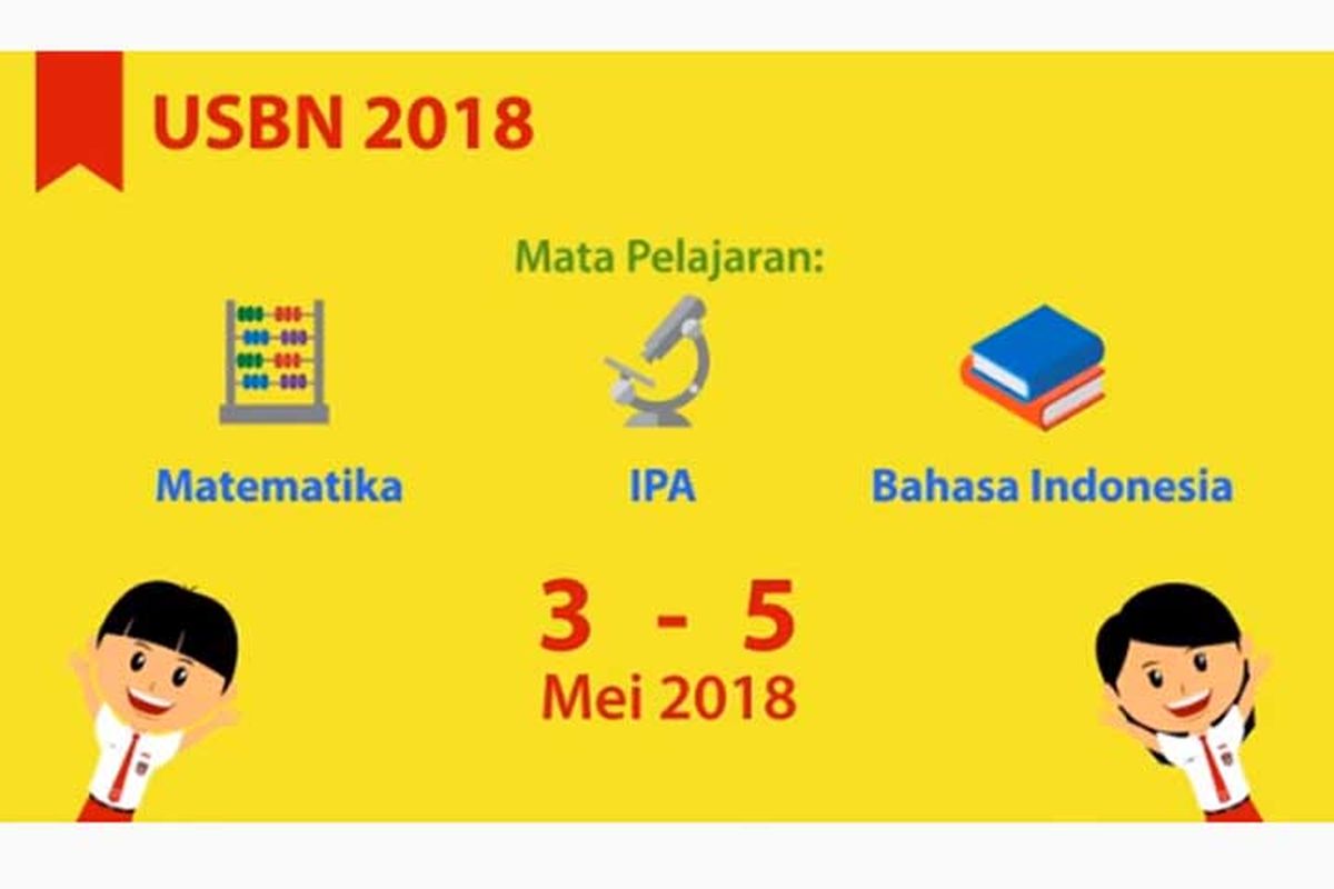 Ujian Sekolah Berstandar Nasional tingkat Sekolah Dasar akan dilaksanakan 2-5 Mei 2018.