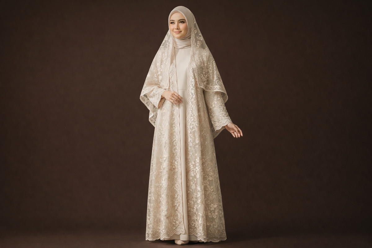 Abaya Outer dengan Bordir Elegan