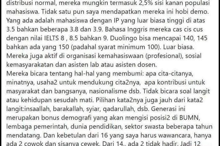 Unggahan Budi Santosa Purwokartiko di facebooknya yang menuai hujatan warganet.