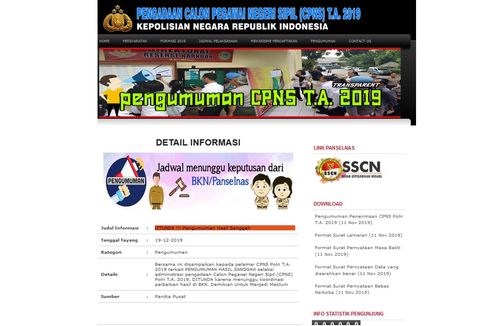 Polri Undur Pengumuman Hasil Sanggah CPNS 2019, Ini Alasannya