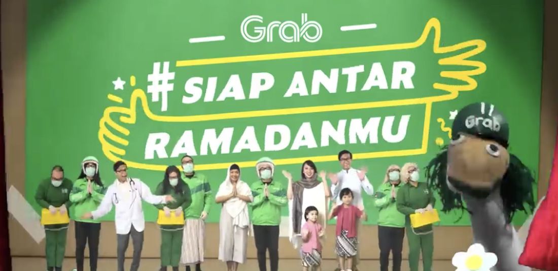 Video kreatif promosi Grab Indonesia yang diunggah ke Youtube. Proses produksi video ini 100 persen dilakukan tanpa kontak fisik dan dilakukan di rumah aja dengan menaati imbauan PSBB.