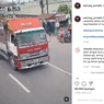 Viral Video Pengendara Motor Jatuh dan Nyaris Terlindas Truk