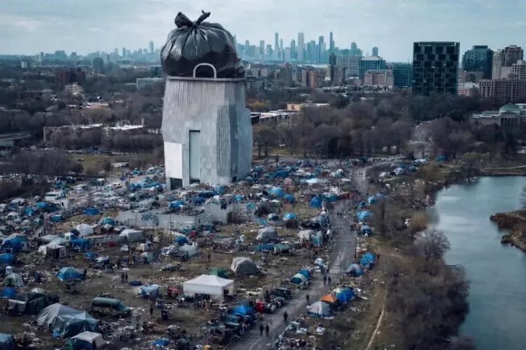 Presiden AS Donald Trump mengunggah foto hasil kecerdasan buatan (AI) yang menampilkan Pusat Kepresidenan Obama yang akan dibuka di Chicago dalam kondisi terbengkalai dan dipenuhi tumpukan sampah.