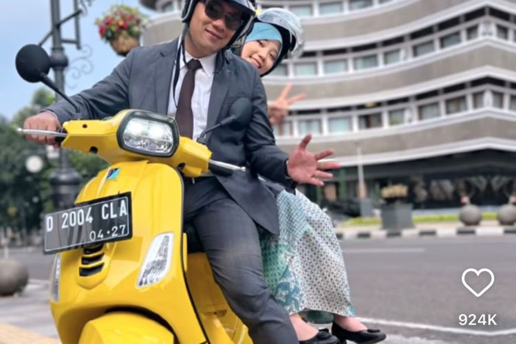 Kebersamaan Ridwan Kamil dan putrinya Camillia Laetitia Azzahra (Zara) naik motor dan beli es krim rayakan kelulusan Zara. 