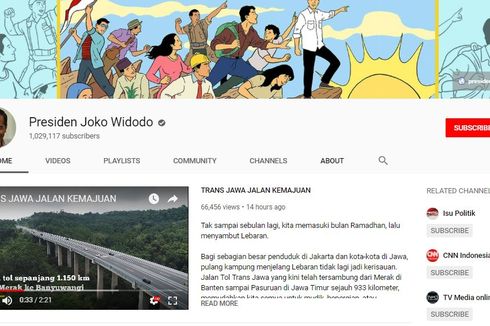 Akun YouTube Presiden Jokowi Tembus 1 Juta 