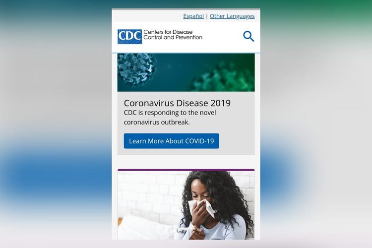Tangkapan layar beranda situs web CDC