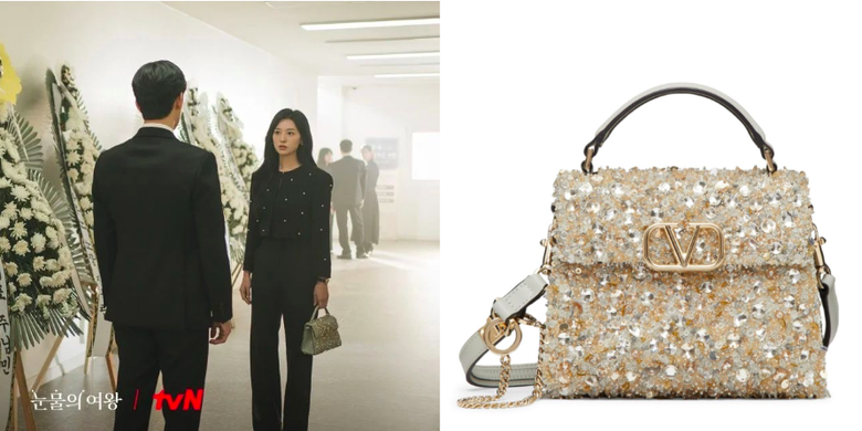 Valentino Garavani Embellished VSling Mini Top-Handle Bag salah satu tas mewah Kim Ji Won yang berperan sebagai Hong Hae In di drama Queen of Tears
