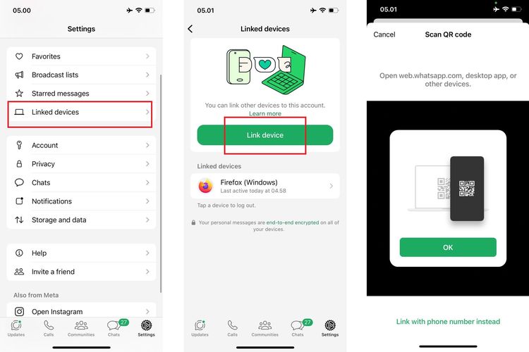 Ilustrasi cara login WhatsApp Web dengan kode QR.