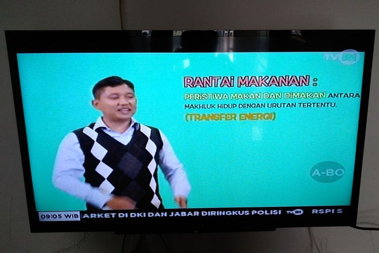 Tangkapan layar Balajar dari Rumah di TVRI bagi siswa kelas 4-6 SD, Selasa (21/4/2020).