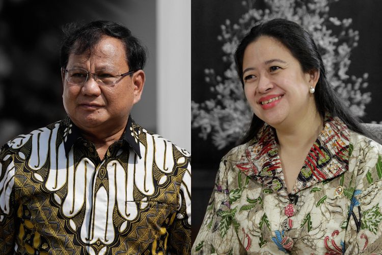 Kolase foto Prabowo Subianto (kiri) dan Puan Maharani.