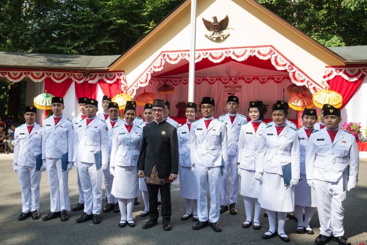 Suasana upacara HUT ke-74 Republik Indonesia di Washington DC, Sabtu (17/8/2019).