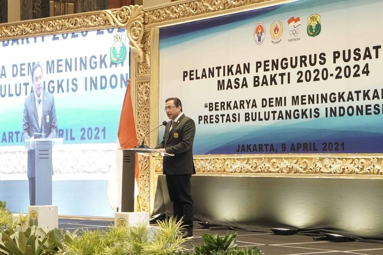 Pelantikan Pengurus Pusat Persatuan Bulu Tangkis Seluruh Indonesia (PP PBSI) periode 2020-2024.