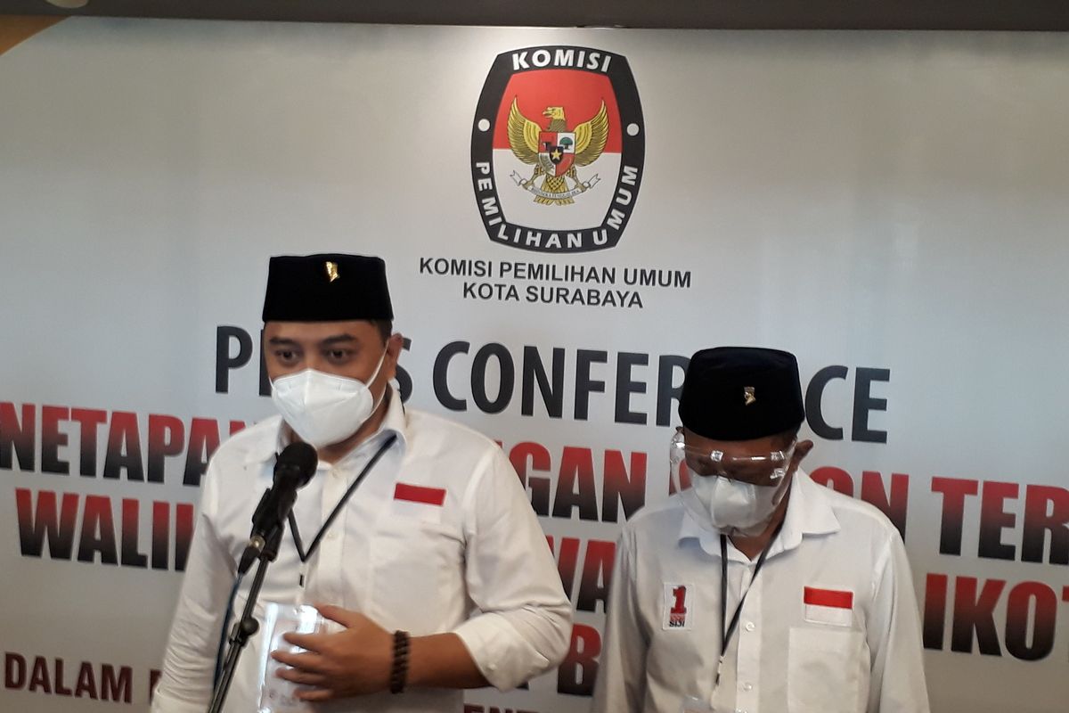 Wali Kota Surabaya dan Wakil Wali Kota Surabaya terpilih Eri Cahyadi dan Armuji