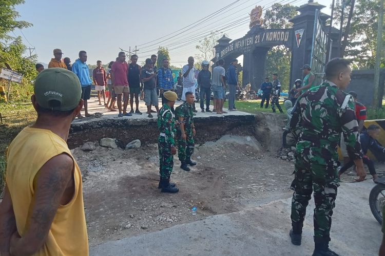 Jembatan Strategis Kupang–Timor Leste Ambles, Kendaraan Roda Empat Belum Bisa Melintas