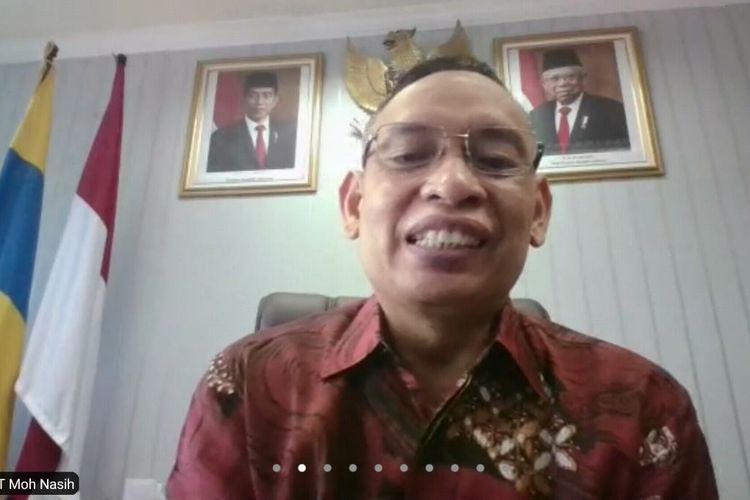 Ketua Tim Pelaksana LTMPT Prof. Mohammad Nasih pada Konferensi Pers Pengumuman Hasil SNMPTN 2021 secara daring, Senin (22/3/2021) siang.