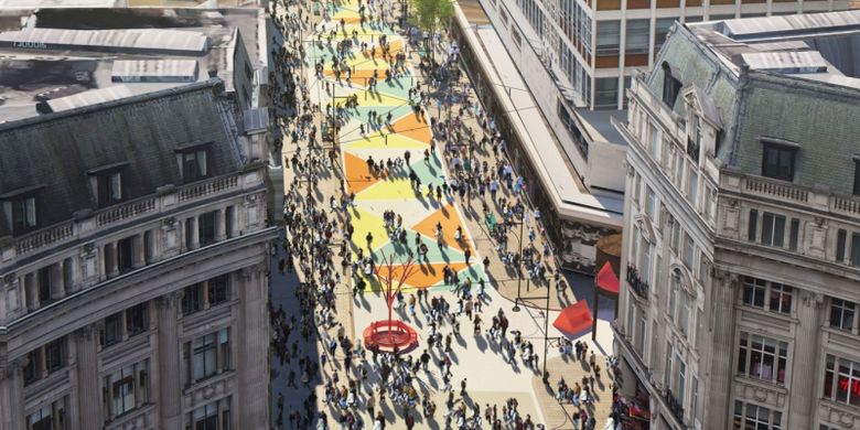 Rancangan zona khusus pejalan kaki di Jalan Oxford, Inggris