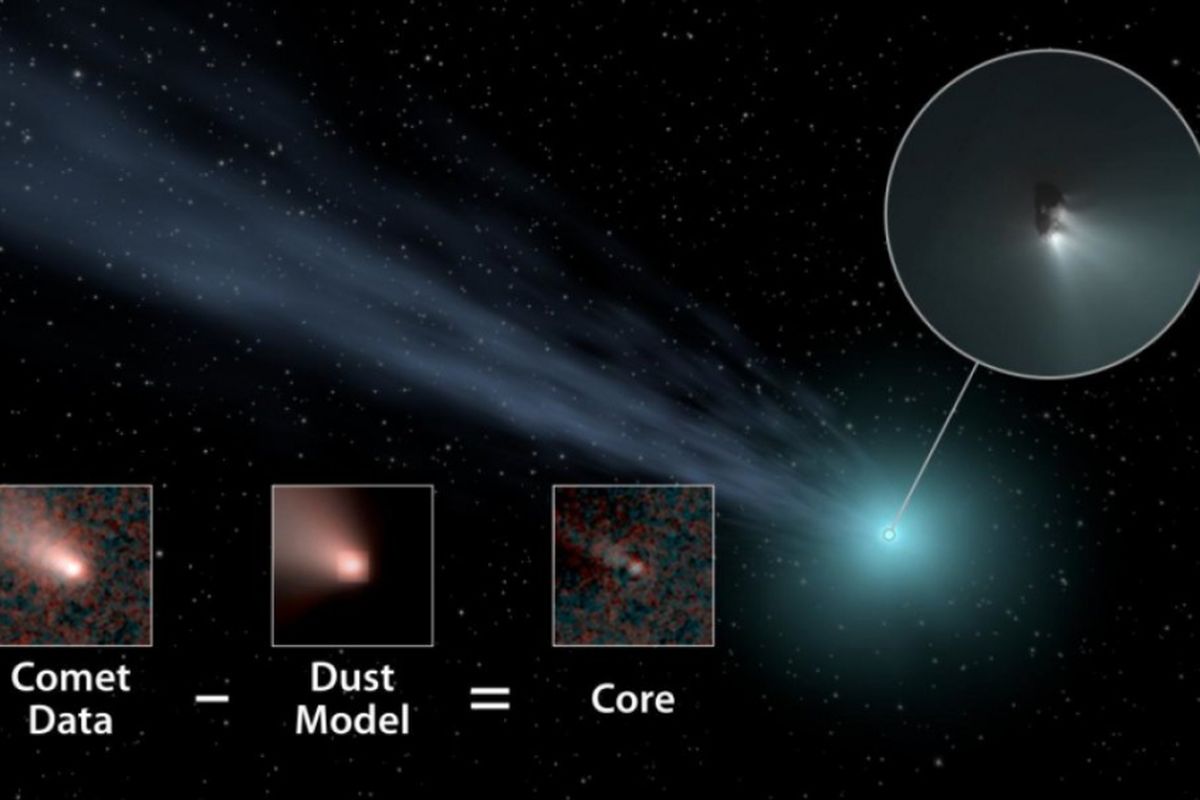 Ilustrasi ini menunjukkan bagaimana WISE mengungkap ukuran asli dari komet-komet ini.