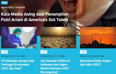 Populer Tren hingga Jumat (8/6/2023) pagi: pemberitaan media asing soal penampilan Putri Ariani di America's Got Talent dan manfaat bunga telang.