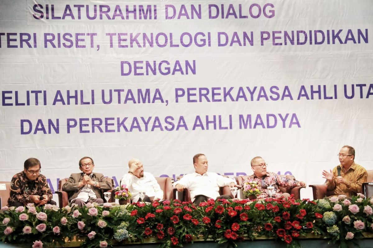 Forum Silaturahim dan Dialog dengan para Peneliti Ahli utama, Perekayasa Ahli Utama, dan Perekayasa Ahli Madya di Gedung Auditorium BPPT Thamrin Kemenristekdikti, Senin (14/10/2019).