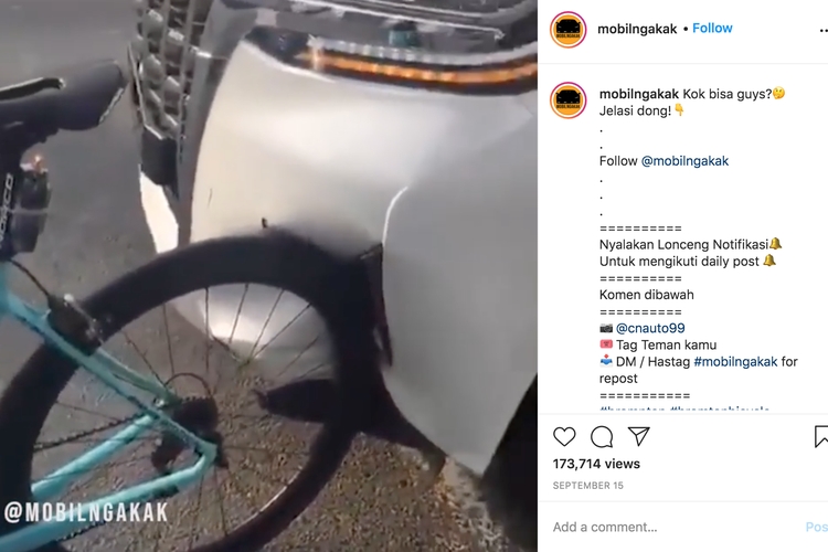 Video Toyota Alphard yang penyok nabrak sepeda