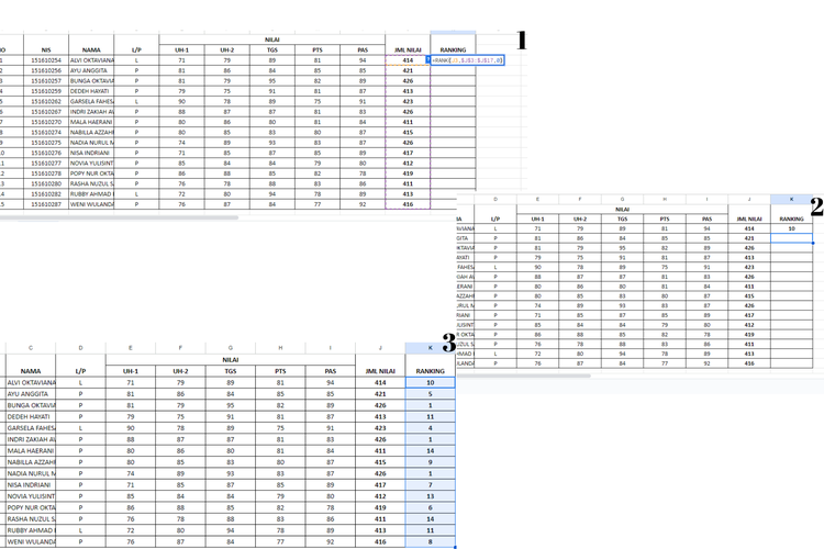 Rumus RANK Excel