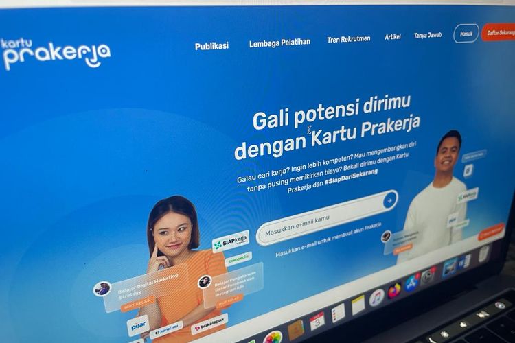 Tampilan website prakerja.go.id. Cek cara daftar Kartu Prakerja 2023.