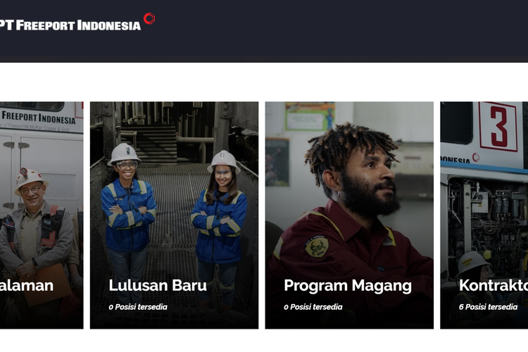 PT Freeport Indonesia (PTFI) membuka sejumlah lowongan kerja bagi tenaga profesional berpengalaman untuk mendukung operasional smelter di Gresik, Jawa Timur.