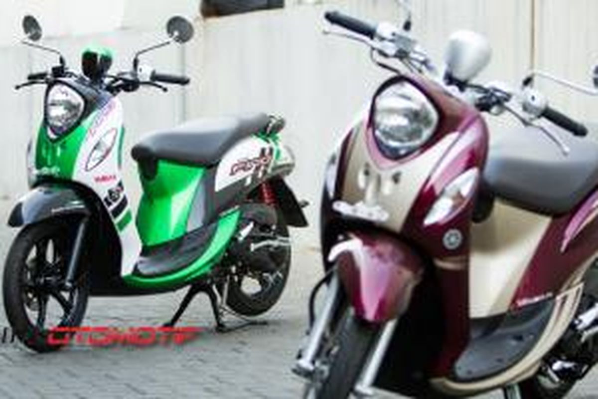 Pilihan warna Yamaha Fino FI, hijau sporty dan ungu klasik.